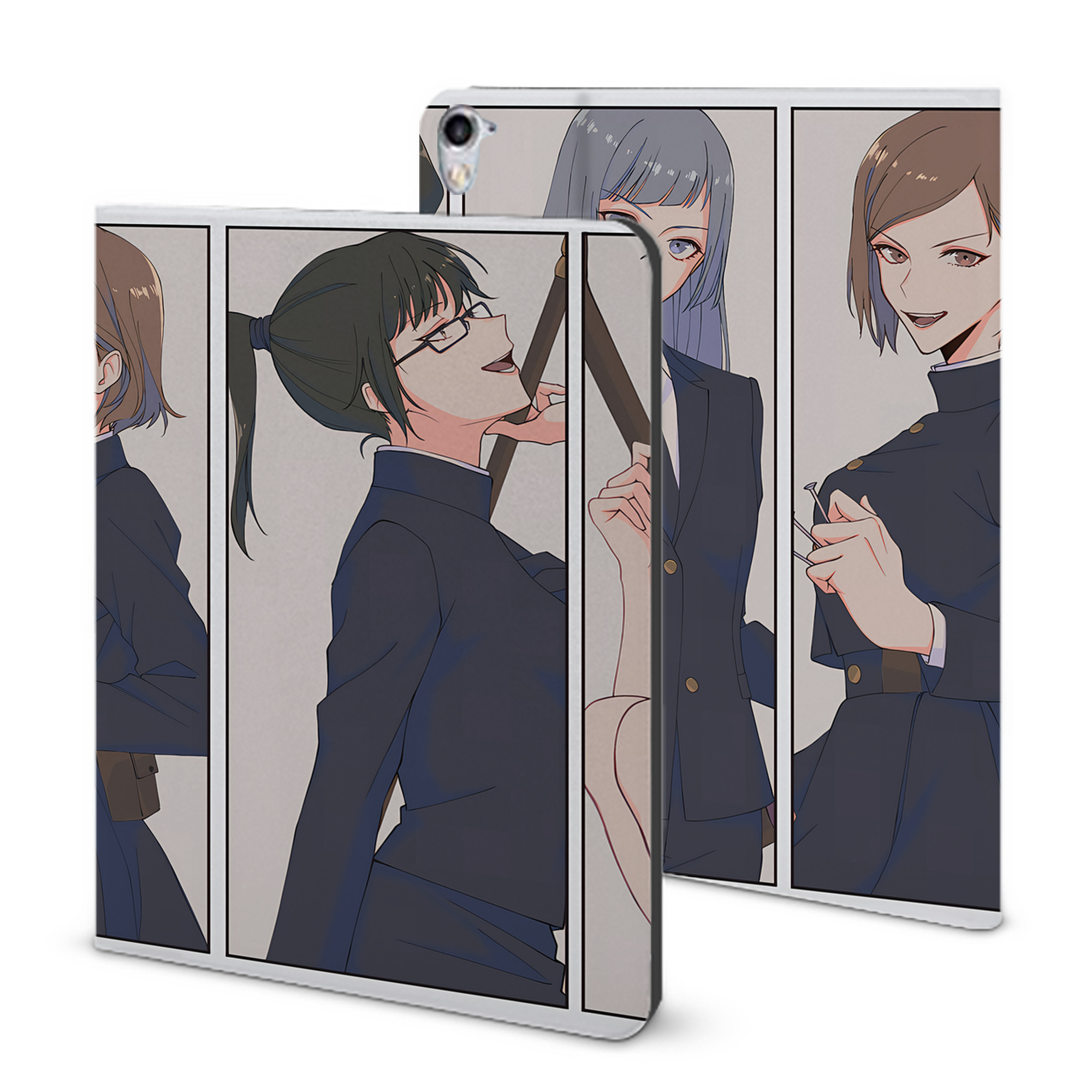 （画像用） 呪術廻戦 Jujutsu Kaisen IPad ケース ブック型 PUレザー TPU 耐衝撃 軽量 薄型 ペン収納なし 全面保護 IPad 各モデル対応
